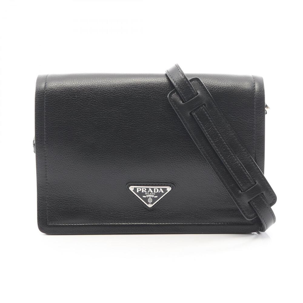 Prada Glacecalf Leather Shoulder Bag Black